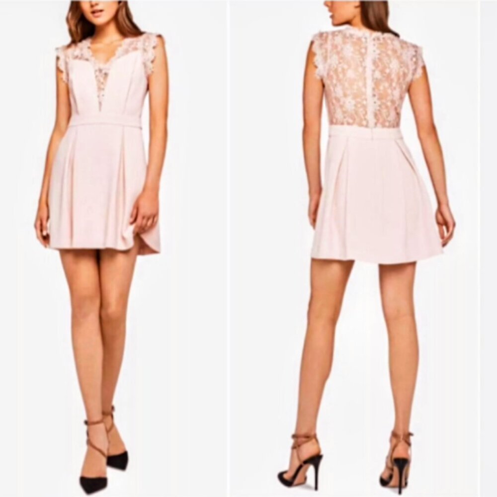 Brand New BCBGeneration Pink Lace-inset Fit & Flare Dress